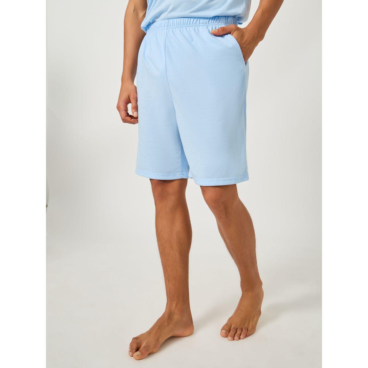 Styli Minimal Print Contrast Trim T-Shirt and Shorts Set-men-clothing-nightwear-sets-image-5