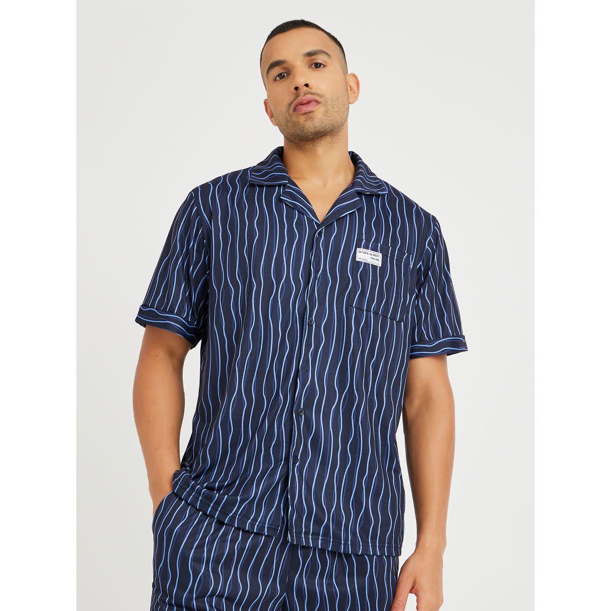 Styli Printed Short Sleeve Shirt and Shorts Pyjama Set-men-clothing-nightwear-sets-image-2