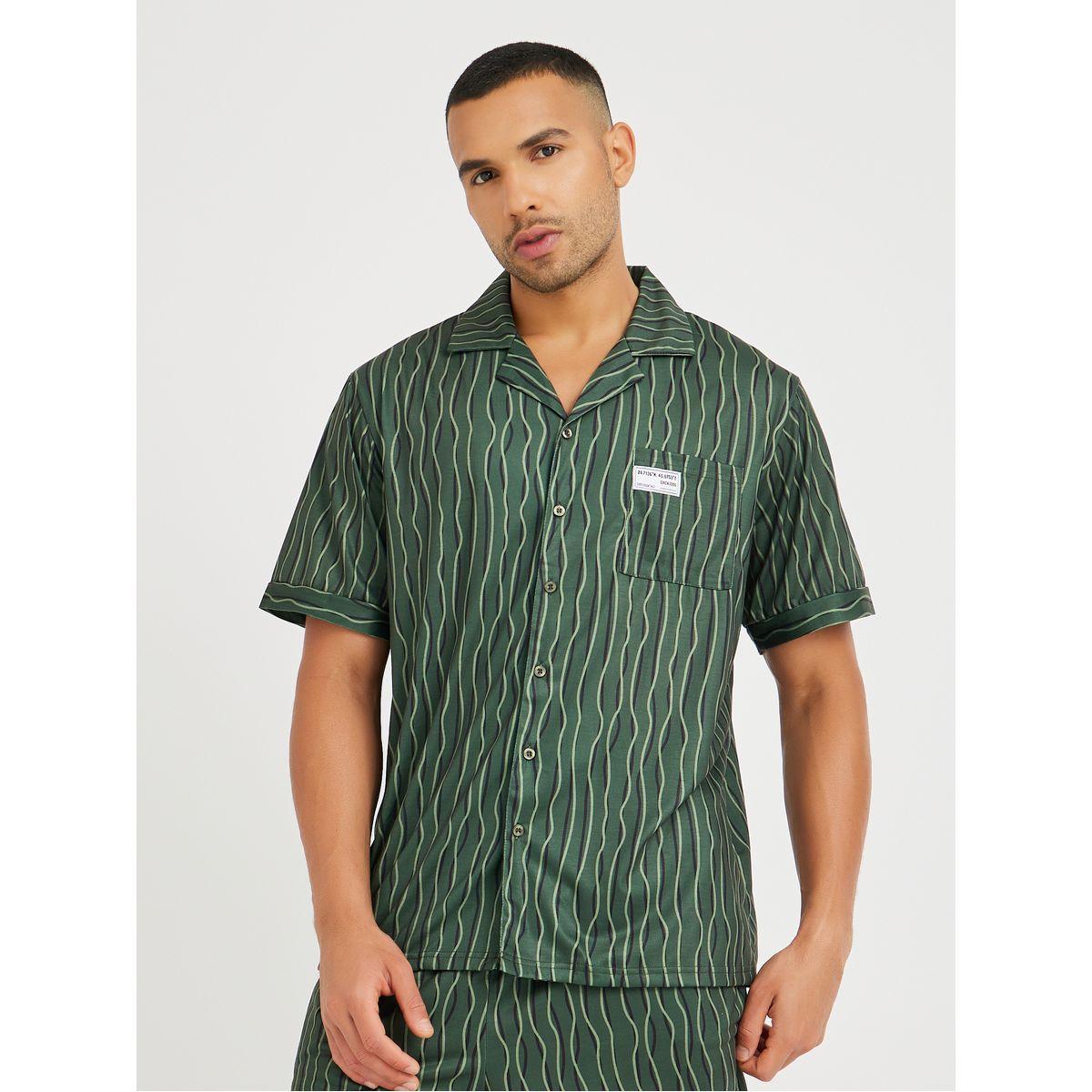 Styli Printed Short Sleeve Shirt and Shorts Pyjama Set-men-clothing-nightwear-sets-image-2