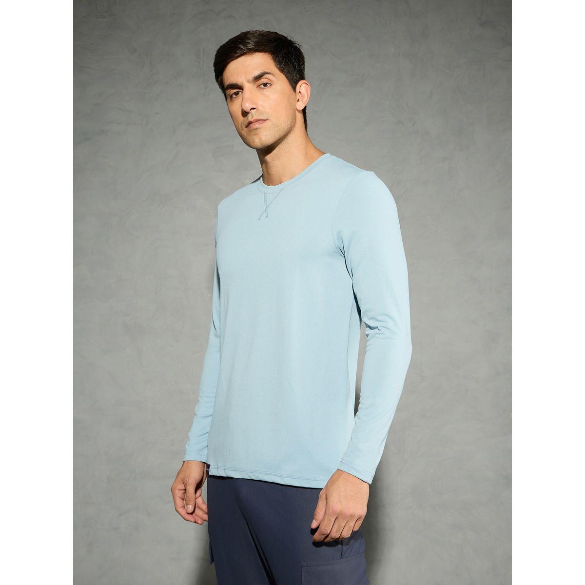 تيشيرت سادة بياقة دائرية وأكمام طويلة-men-clothing-sportswearandactivewear-tshirtsandpolos-image-2