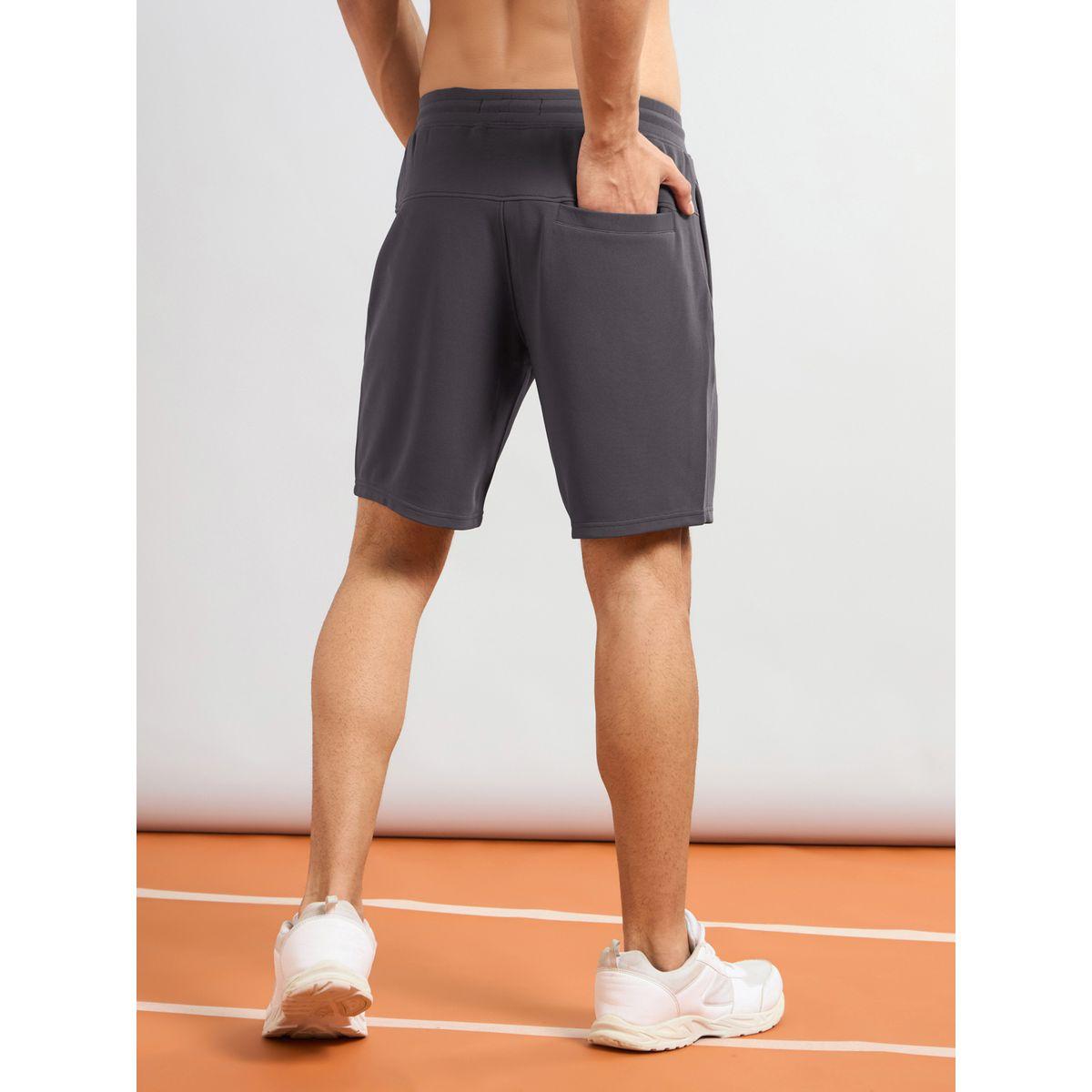 شورت رياضي سادة بقصة سليم فت وأربطة-men-clothing-sportswearandactivewear-bottoms-shorts-image-1