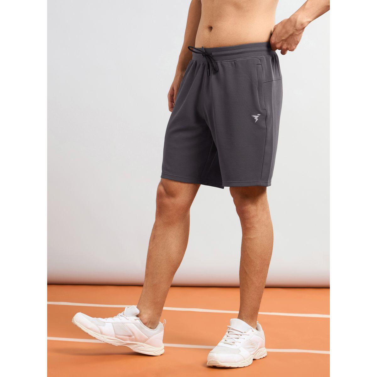 شورت رياضي سادة بقصة سليم فت وأربطة-men-clothing-sportswearandactivewear-bottoms-shorts-image-2