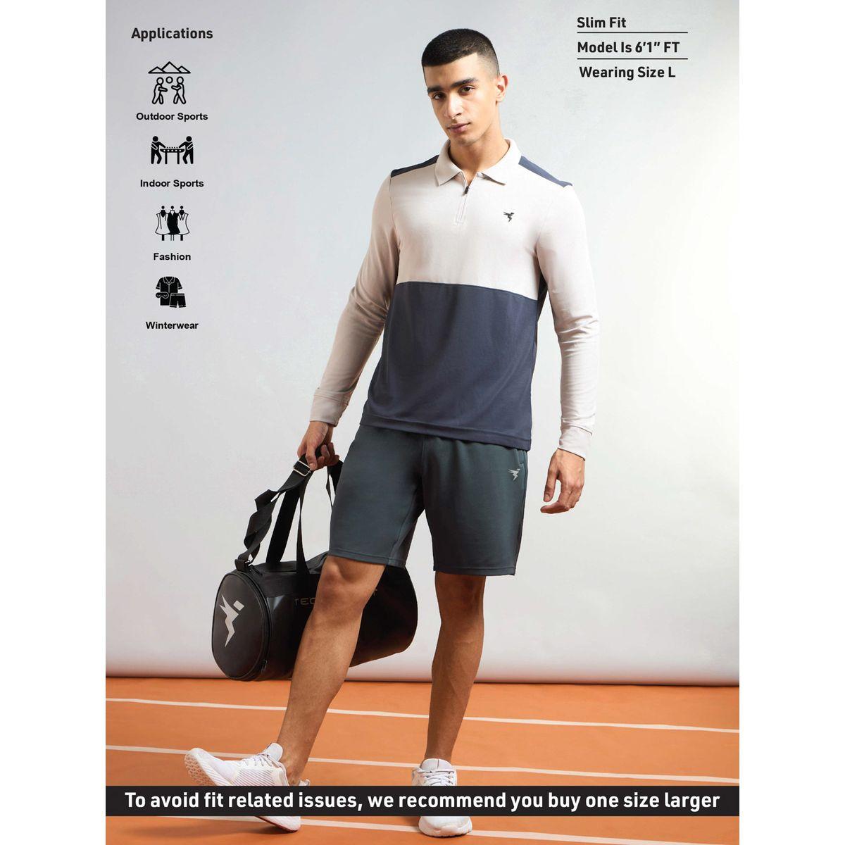 شورت رياضي سادة بقصة سليم فت وأربطة-men-clothing-sportswearandactivewear-bottoms-shorts-image-5