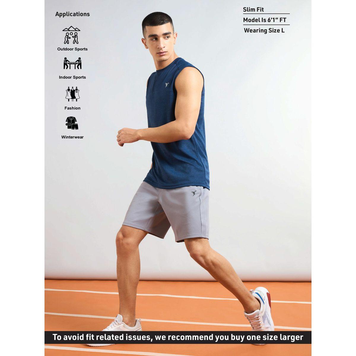 شورت رياضي سادة بقصة سليم فت وأربطة-men-clothing-sportswearandactivewear-bottoms-shorts-image-5