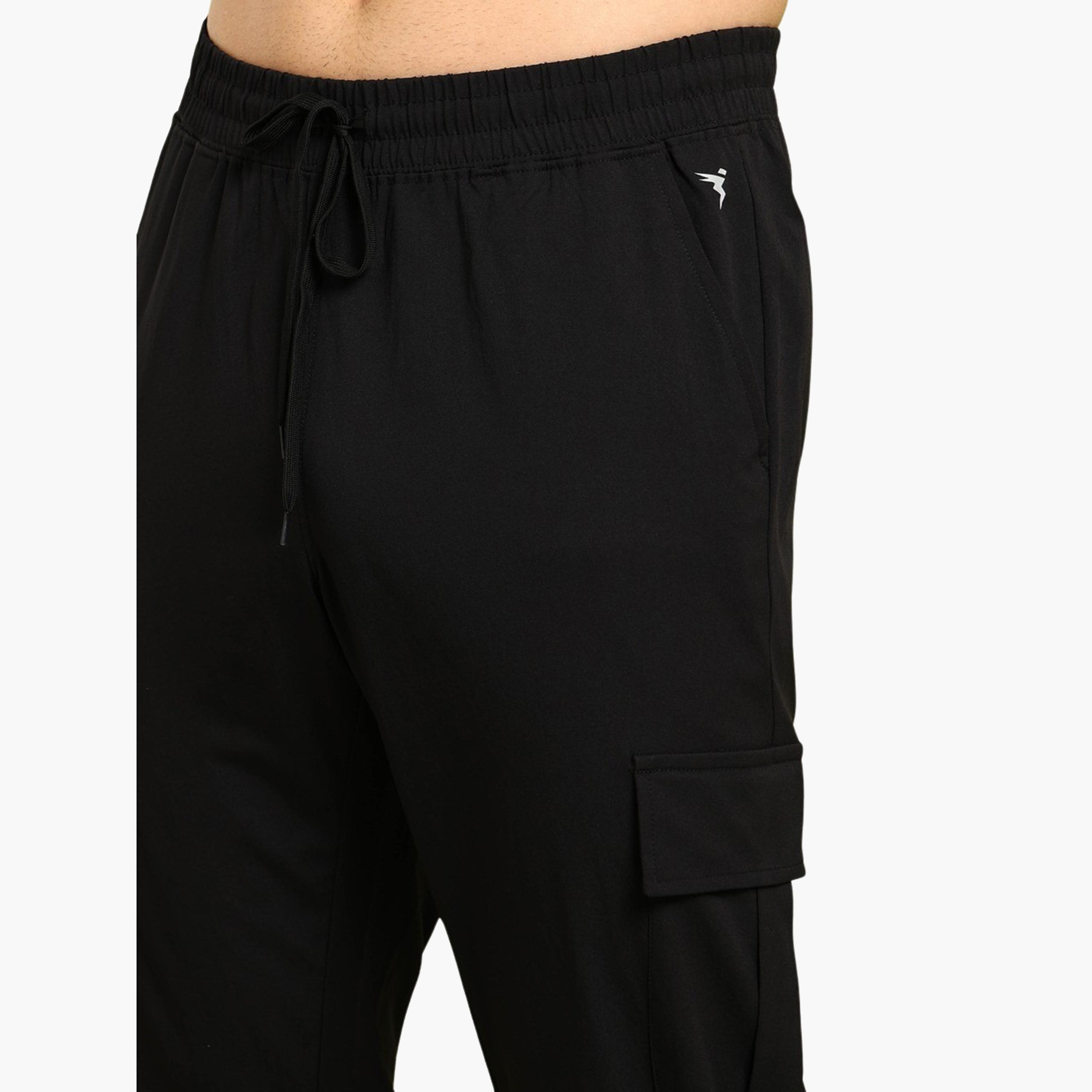 Technosport x Styli Men Solid Relaxed Fit Cargo Pants with TS FLEXI-men-clothing-sportswearandactivewear-bottoms-image-2