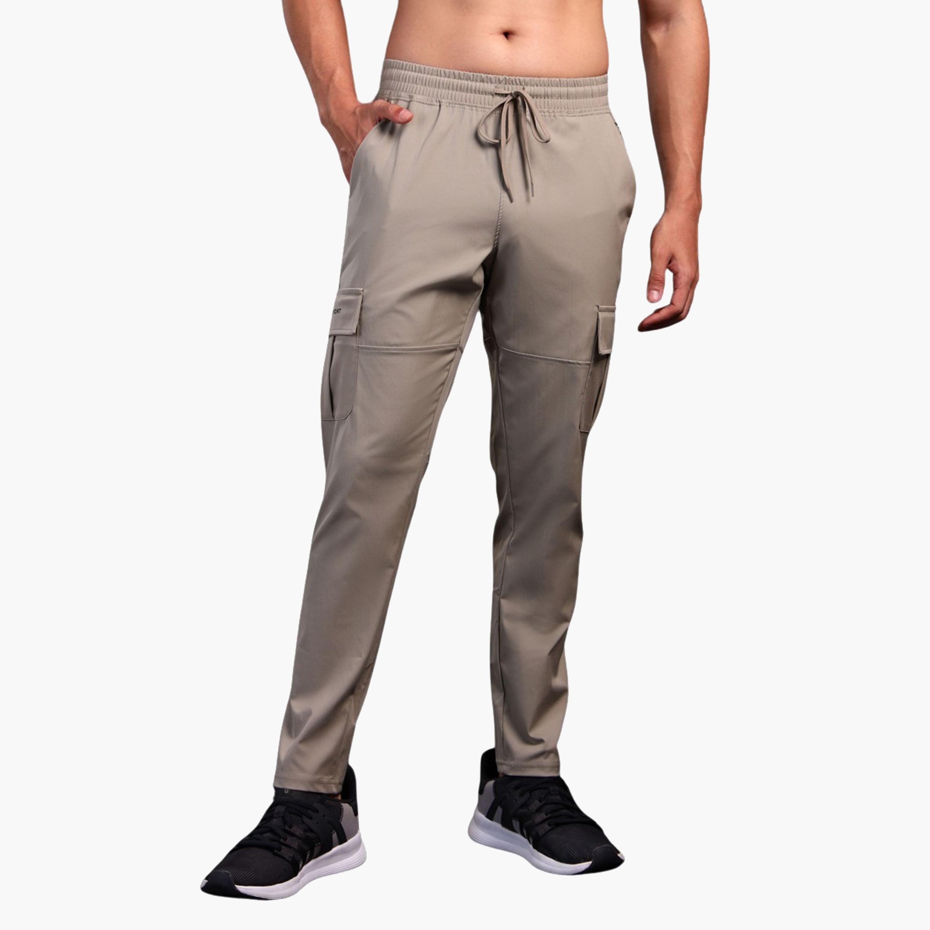 Technosport x Styli Men Solid Relaxed Fit Cargo Pants with TS FLEXI-men-clothing-sportswearandactivewear-bottoms-image-1