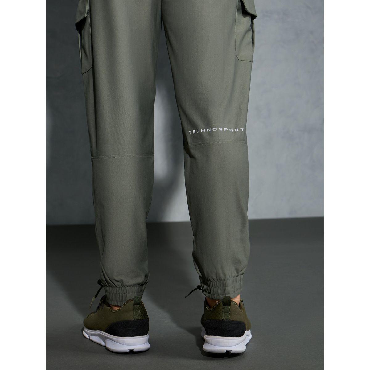 Technosport Solid Regular Fit Cargo Joggers with Drawstring-men-clothing-bottoms-joggers-image-2