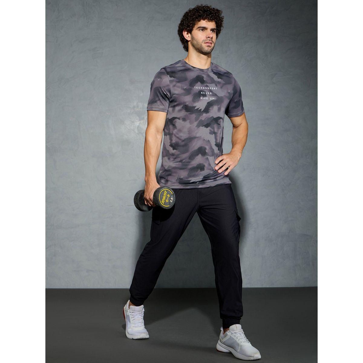 Technosport Solid Regular Fit Cargo Joggers with Drawstring-men-clothing-bottoms-joggers-image-1