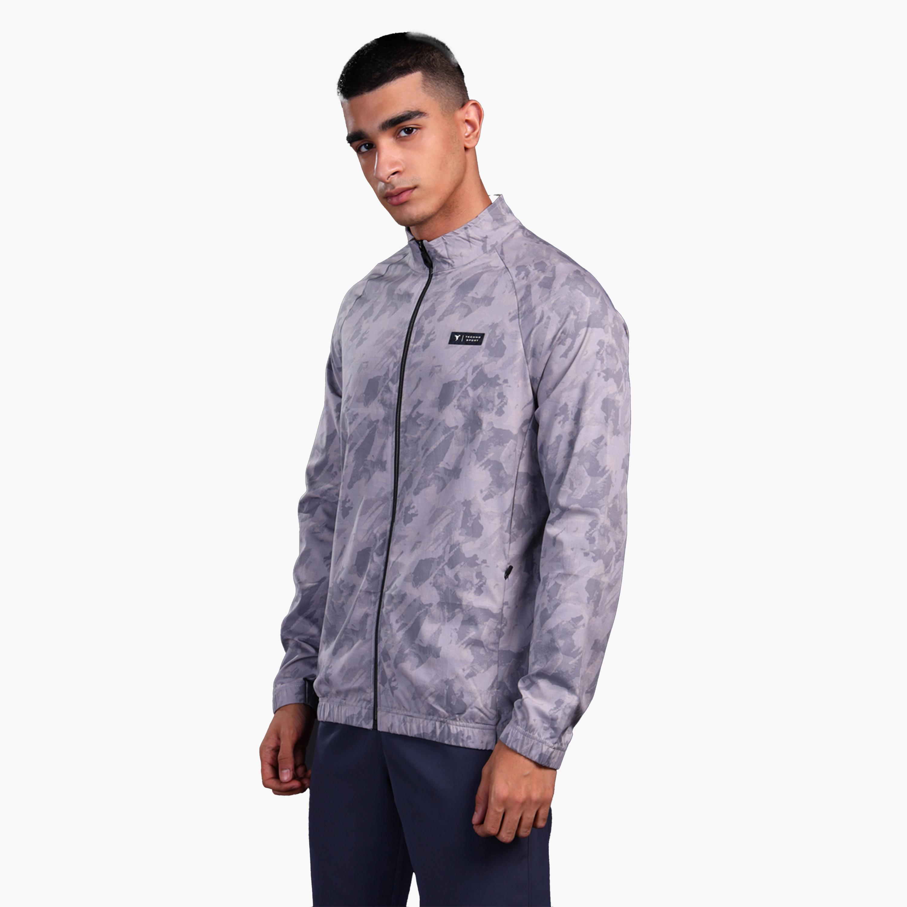 تيكنو سبورت × ستايلي-  جاكيت رياضي رجالي مطبوع قصّة سليم ورقبة دائرية قماش مرن-men-clothing-sportswearandactivewear-hoodiesandsweatshirts-image-2