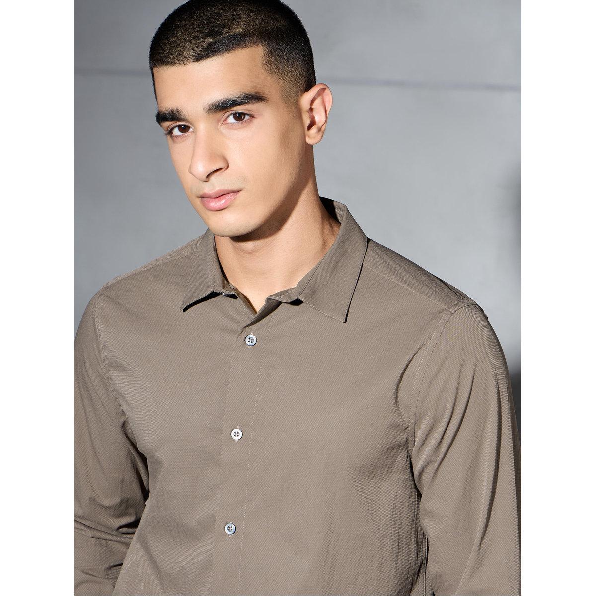 Technosport Men Solid Slim Fit Spread Collar Shirt-men-clothing-shirts-image-2