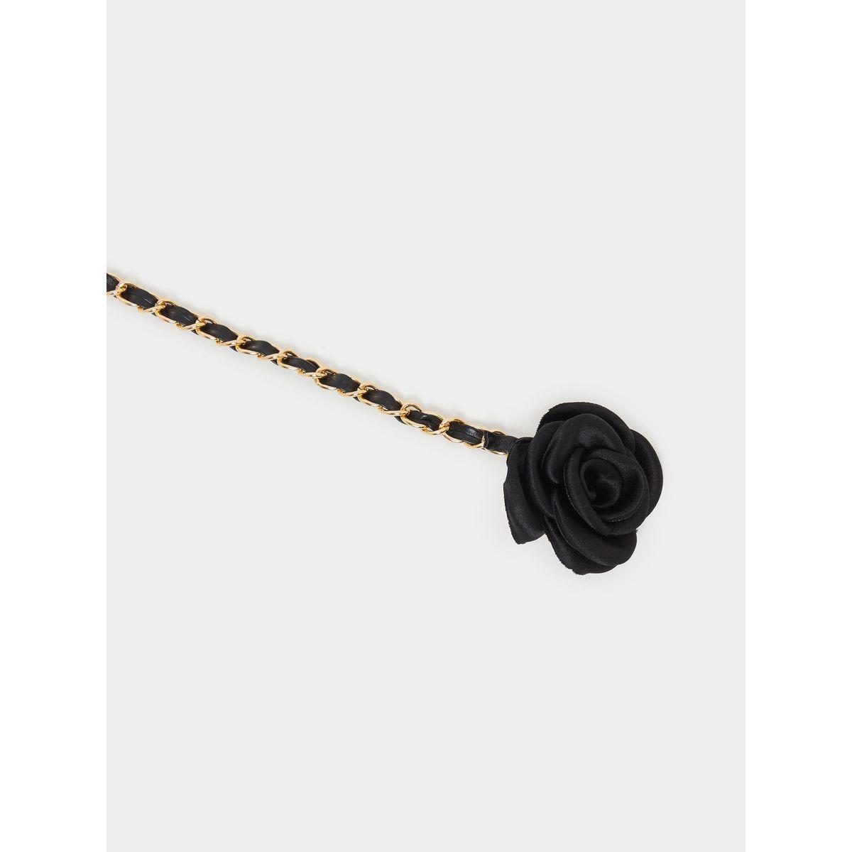 Styli Black Flower Chain Belt-women-clothingaccessories-belts-image-4