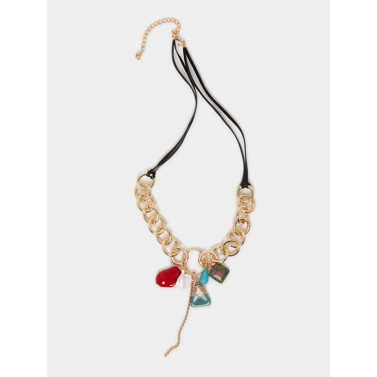 Styli Chain Trim Faux Gemstone Pendant Necklace-women-watchesandjewellery-jewellery-necklacesandpendants-image-1