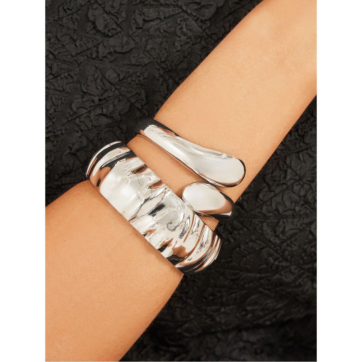 Styli Set of 2 - Silver Plated Bangle and Cuff Bracelet-women-watchesandjewellery-jewellery-banglesandbracelets-image-1