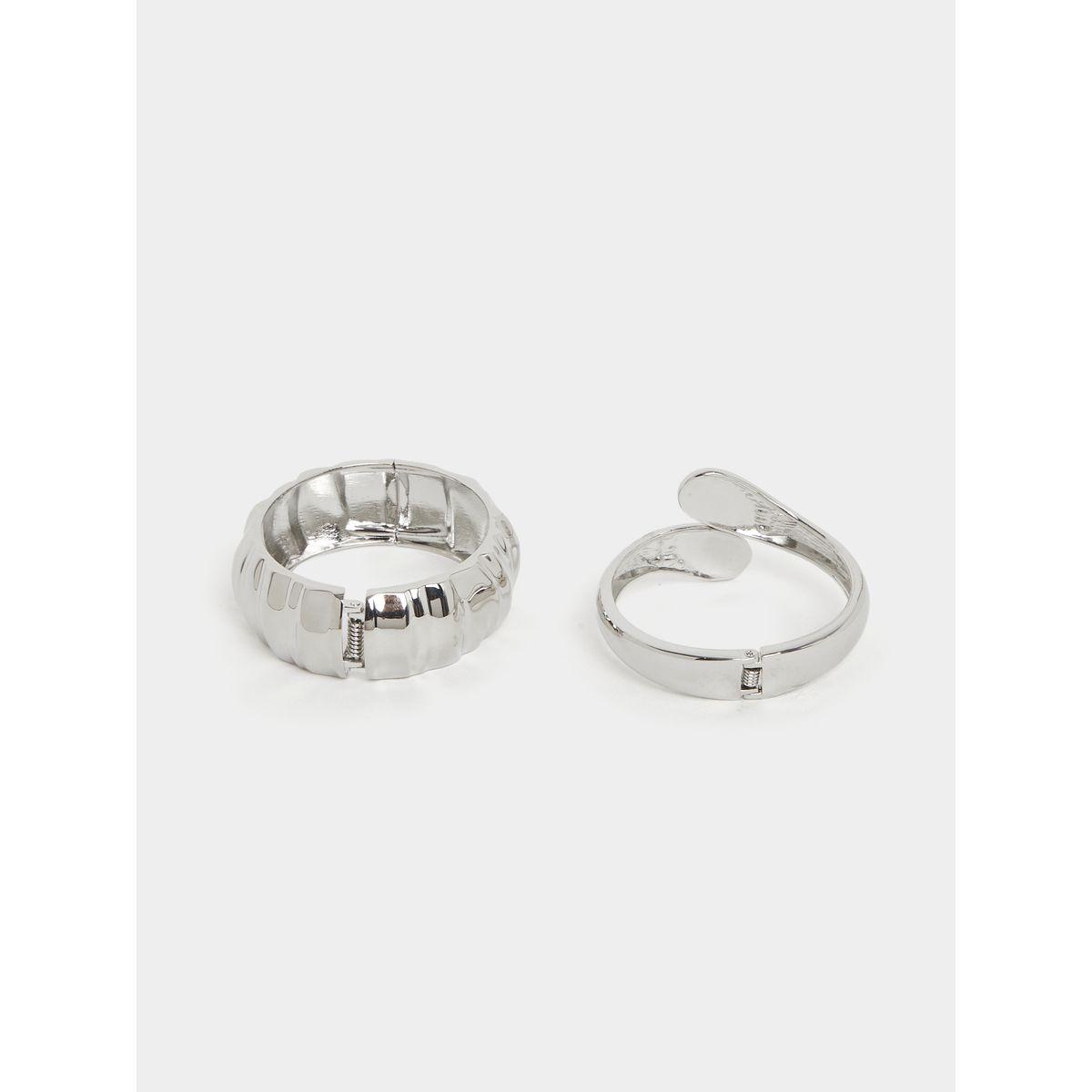 Styli Set of 2 - Silver Plated Bangle and Cuff Bracelet-women-watchesandjewellery-jewellery-banglesandbracelets-image-3
