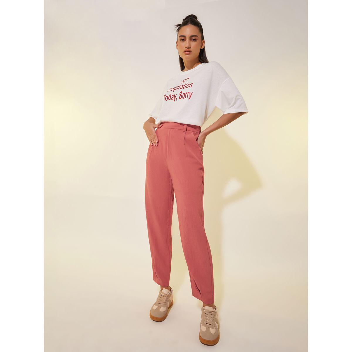 بنطال سادة بقصة سائبة مع فتحات حزام-women-clothing-bottoms-trousers-image-1