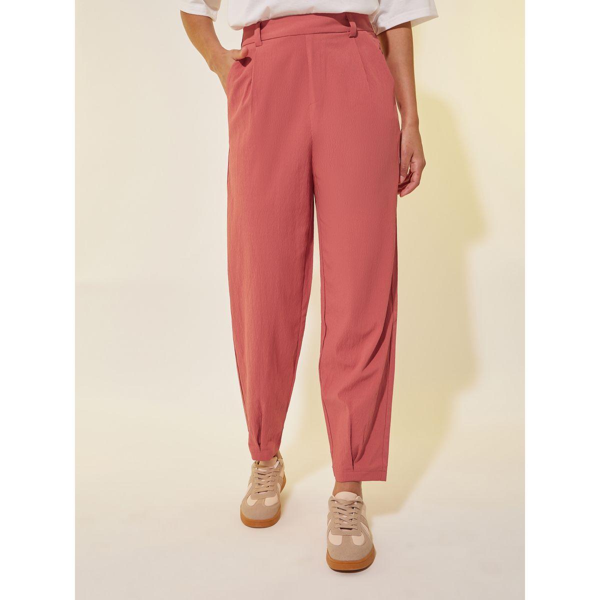 Styli Solid Pleated Loose Fit Pants with Belt Loops-women-clothing-bottoms-trousers-image-2