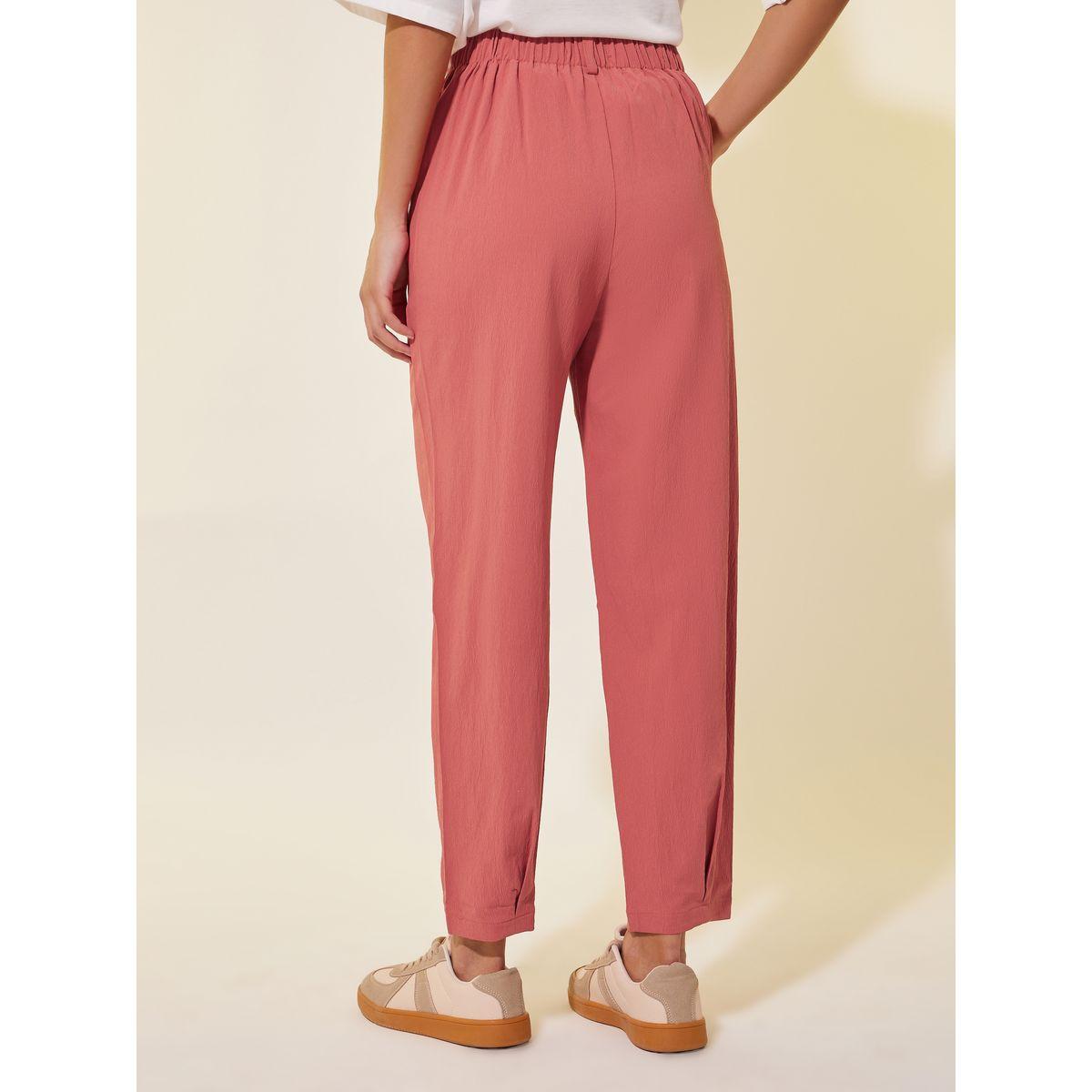 بنطال سادة بقصة سائبة مع فتحات حزام-women-clothing-bottoms-trousers-image-4