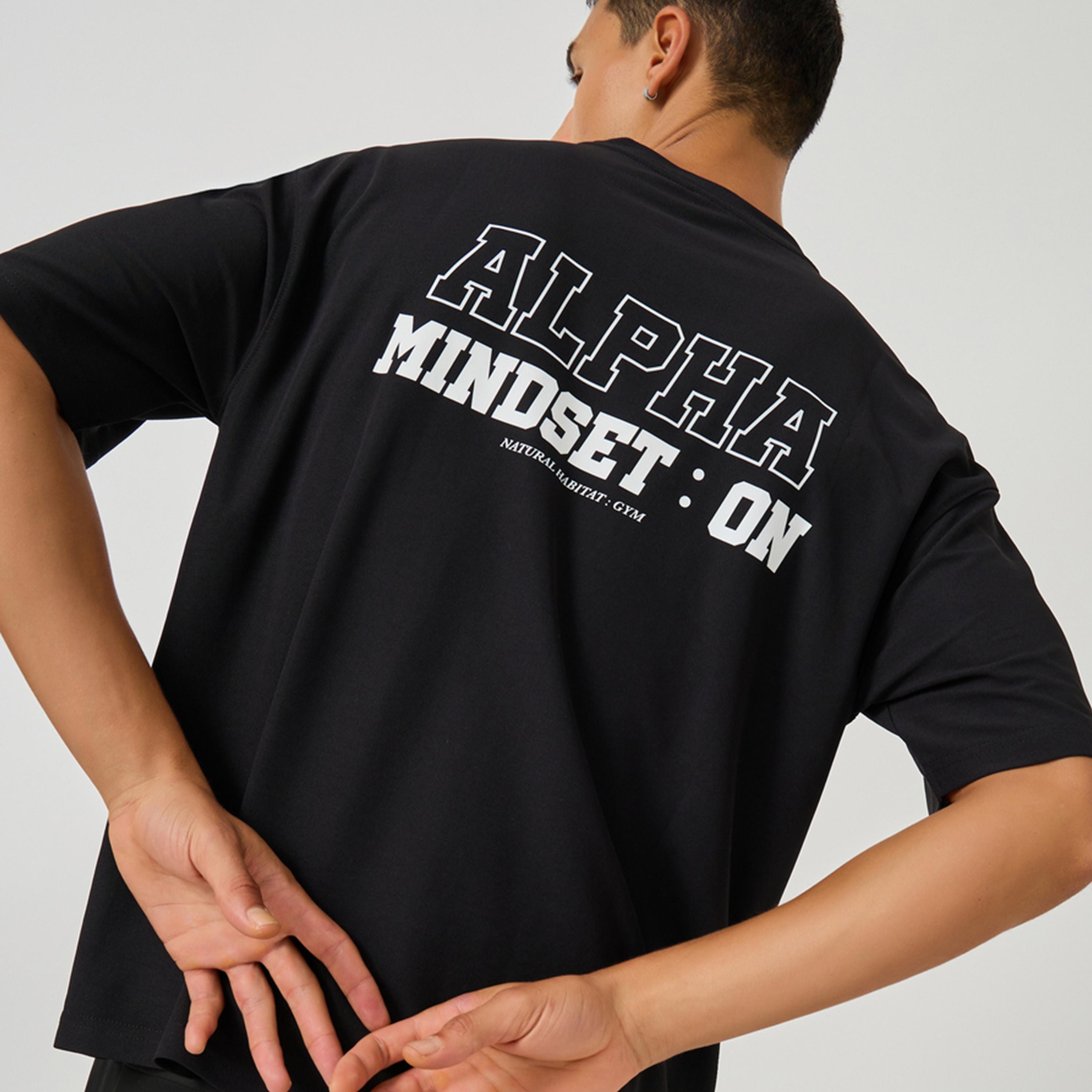 Styli Slogan Print Micro Pique Oversized T-Shirt-men-clothing-sportswearandactivewear-tshirtsandpolos-image-4
