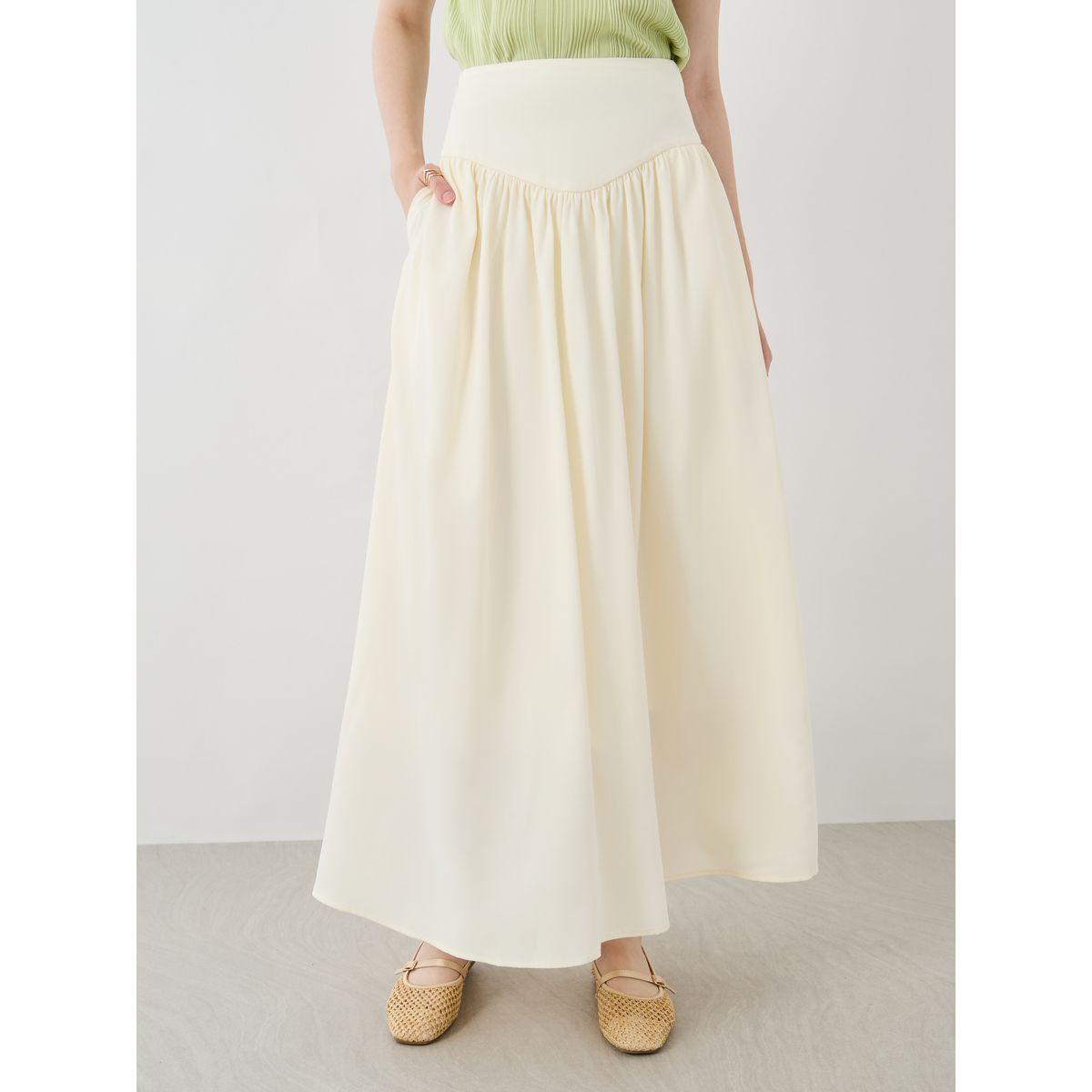 Styli Solid Pleated A-Line Maxi Skirts-women-clothing-bottoms-skirts-image-2