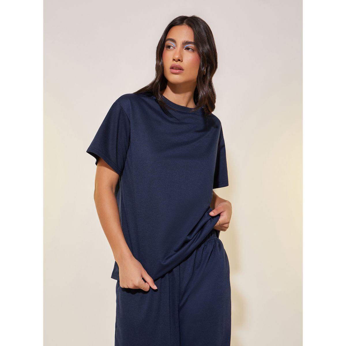 Styli Back Slogan Printed T-Shirt and Joggers Co-Ords-women-clothing-coordsets-image-3
