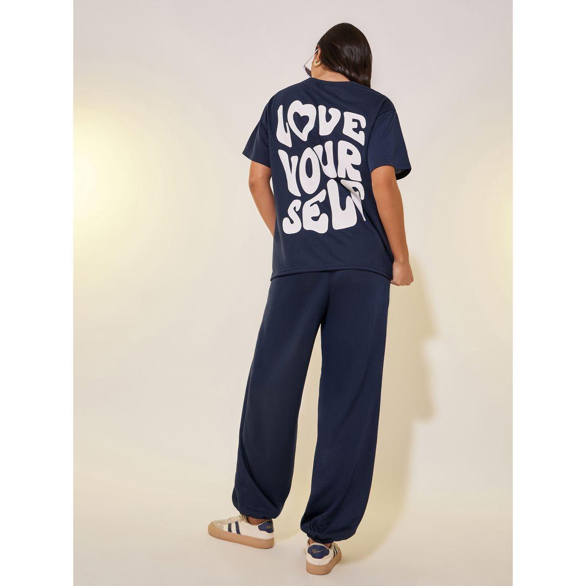 Styli Back Slogan Printed T-Shirt and Joggers Co-Ords-women-clothing-coordsets-image-5