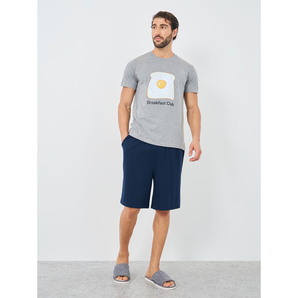 Styli Graphic Print T-Shirt and Shorts Pyjama Set-men-clothing-nightwear-sets-image-1