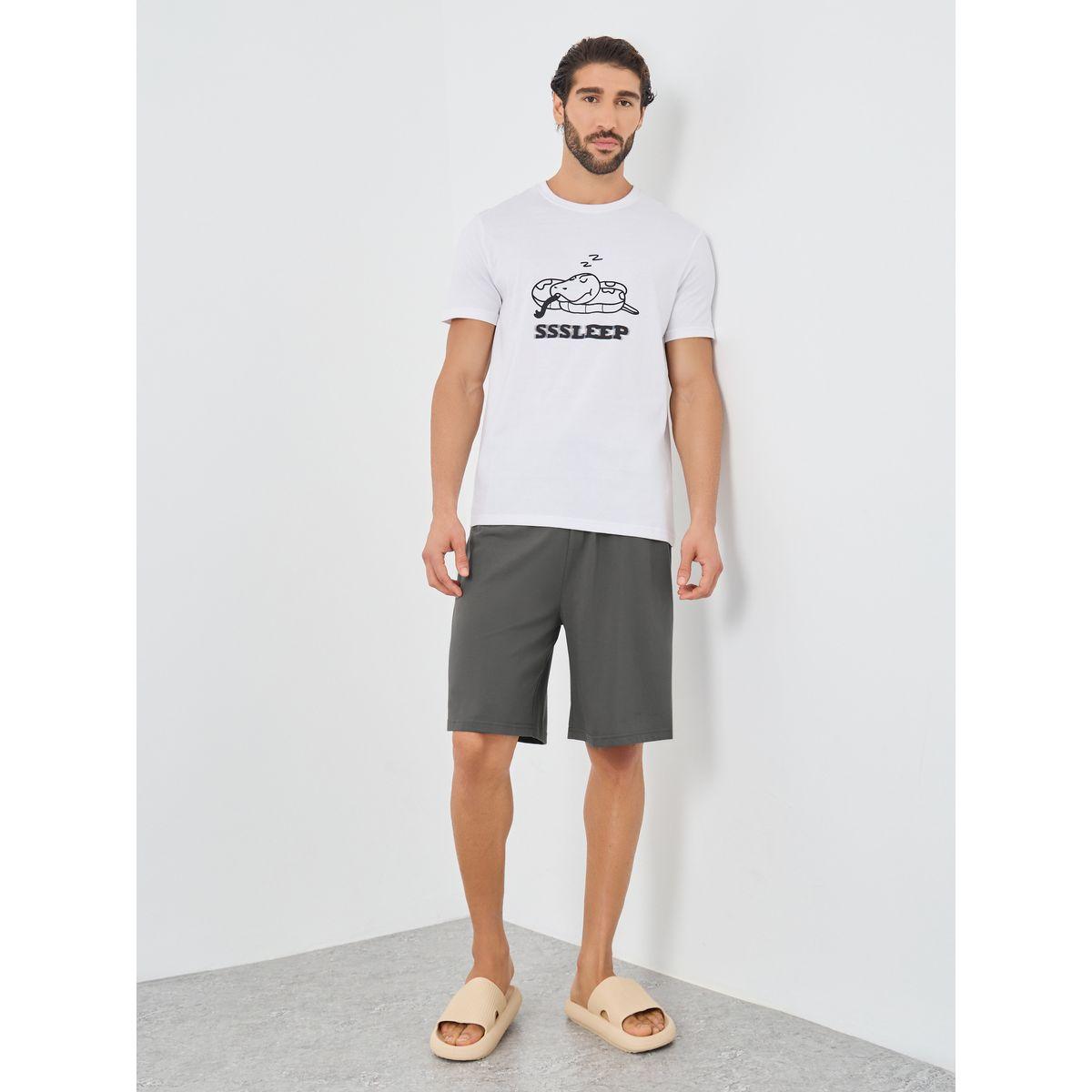 Styli Graphic Print T-Shirt and Shorts Pyjama Set-men-clothing-nightwear-sets-image-1