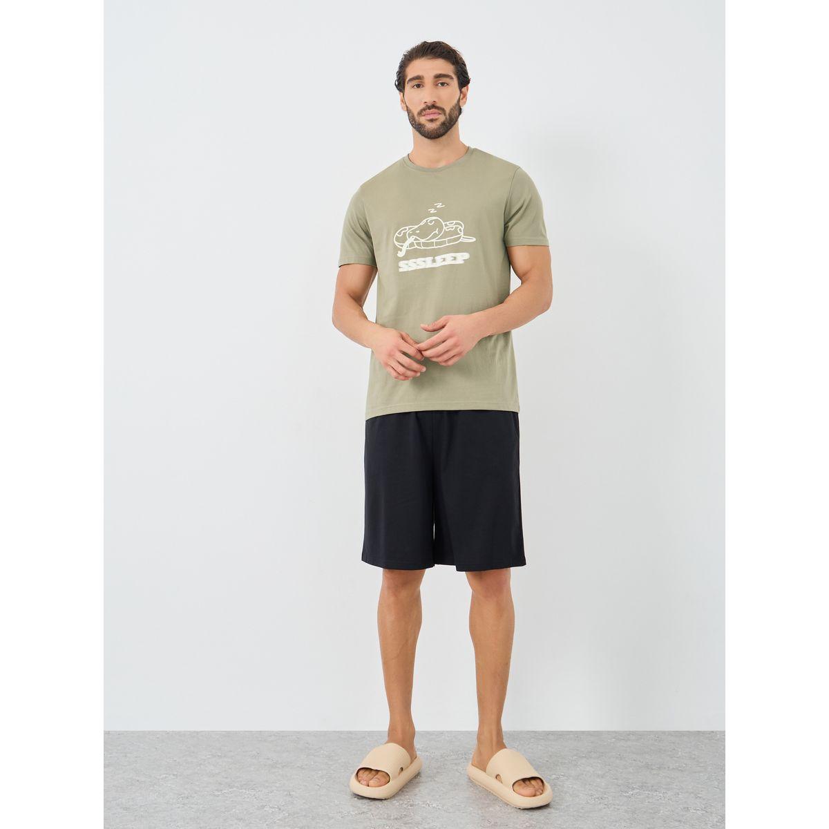 Styli Graphic Print T-Shirt and Shorts Pyjama Set-men-clothing-nightwear-sets-image-1