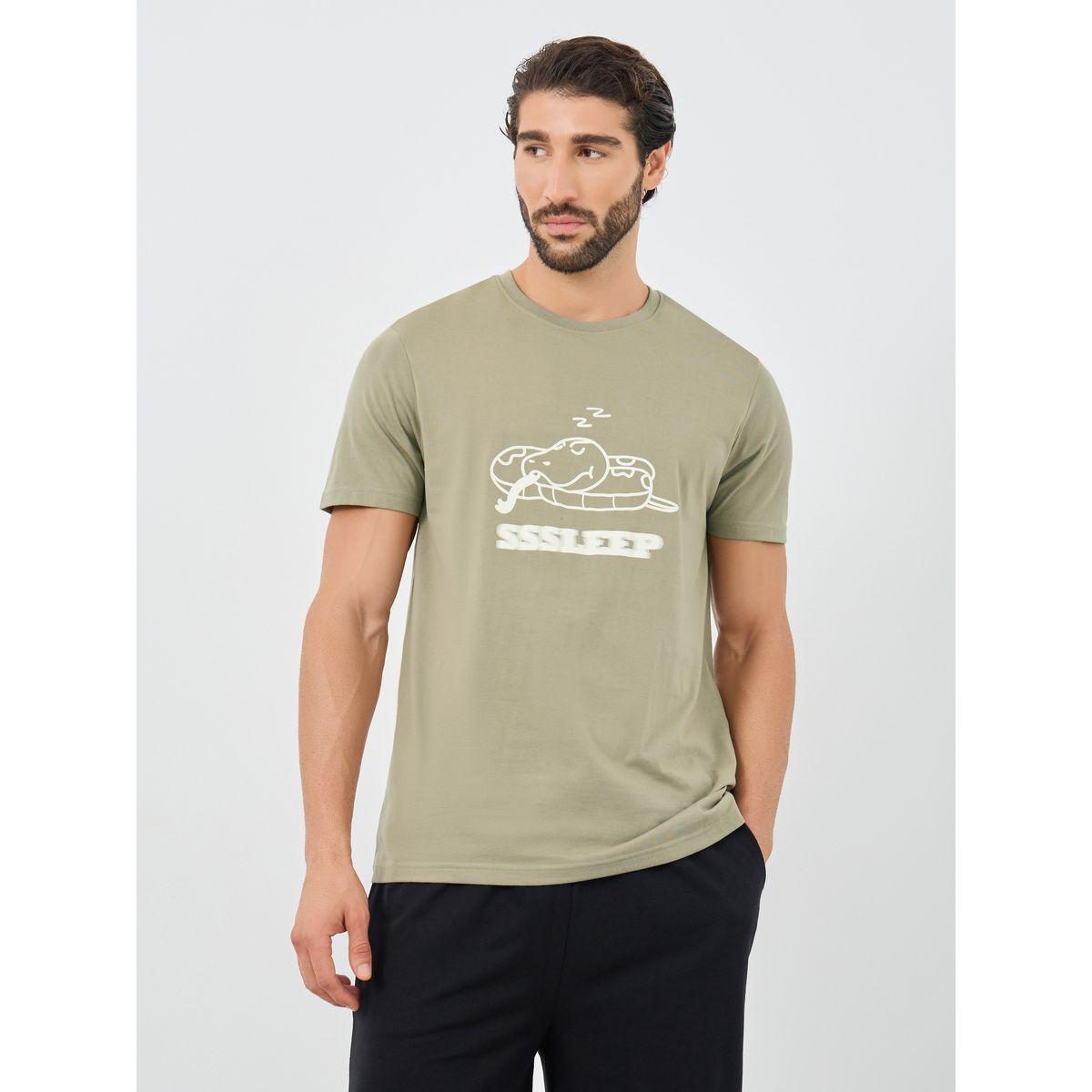 Styli Graphic Print T-Shirt and Shorts Pyjama Set-men-clothing-nightwear-sets-image-2