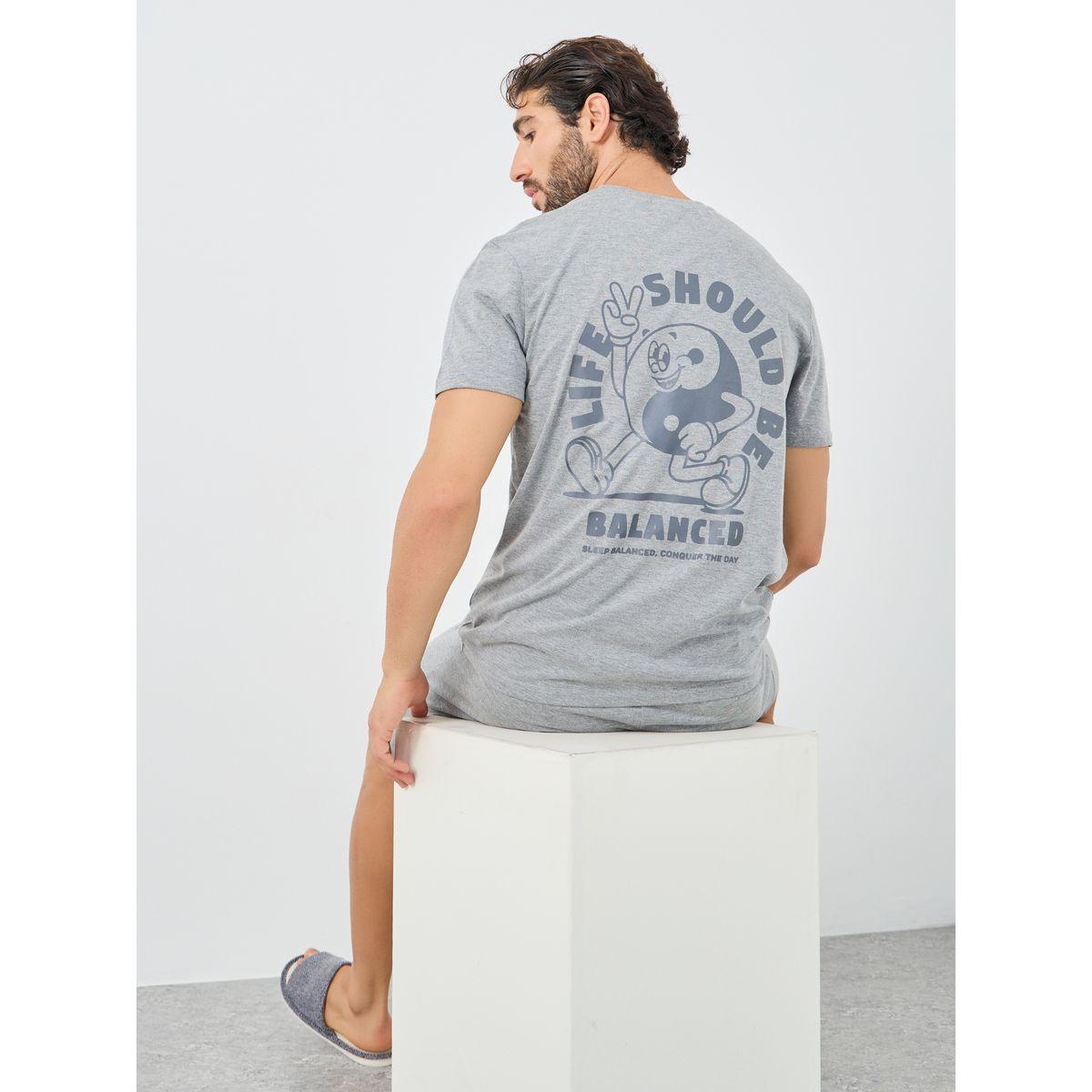 Styli Graphic Back Print T-Shirt and Shorts Pyjama Set-men-clothing-nightwear-sets-image-1
