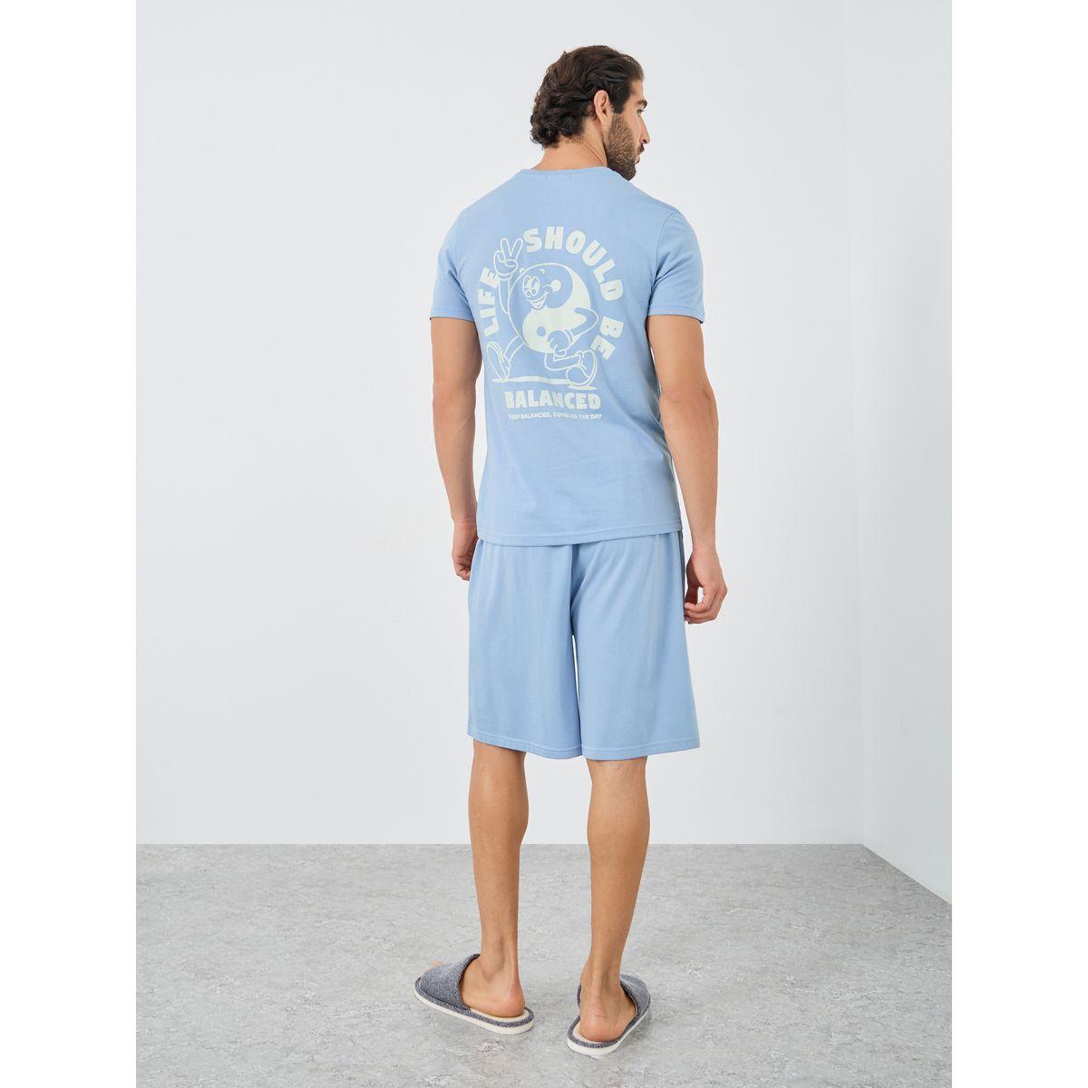 Styli Graphic Print T-Shirt and Shorts Pyjama Set-men-clothing-nightwear-sets-image-1