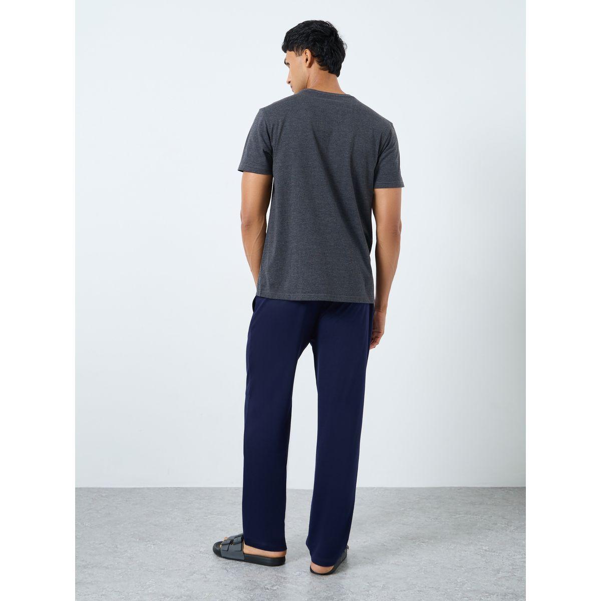 Styli Men Striped Slogan Print T-Shirt and Pyjama Set-men-clothing-nightwear-sets-image-4