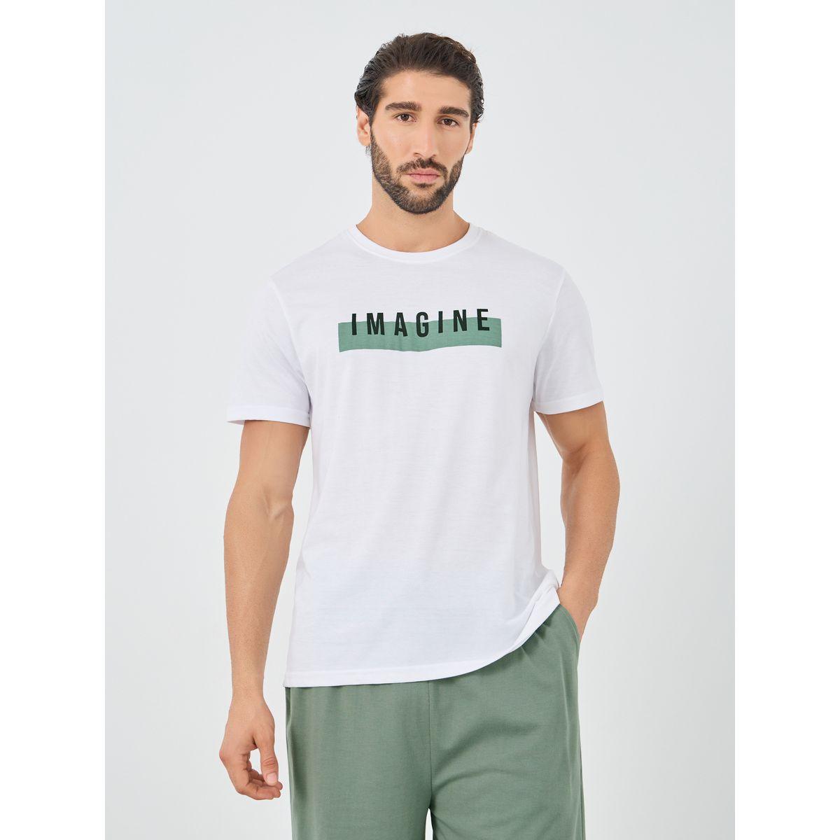 Styli Slogan Print T-Shirt and Shorts Pyjama Set-men-clothing-nightwear-sets-image-2