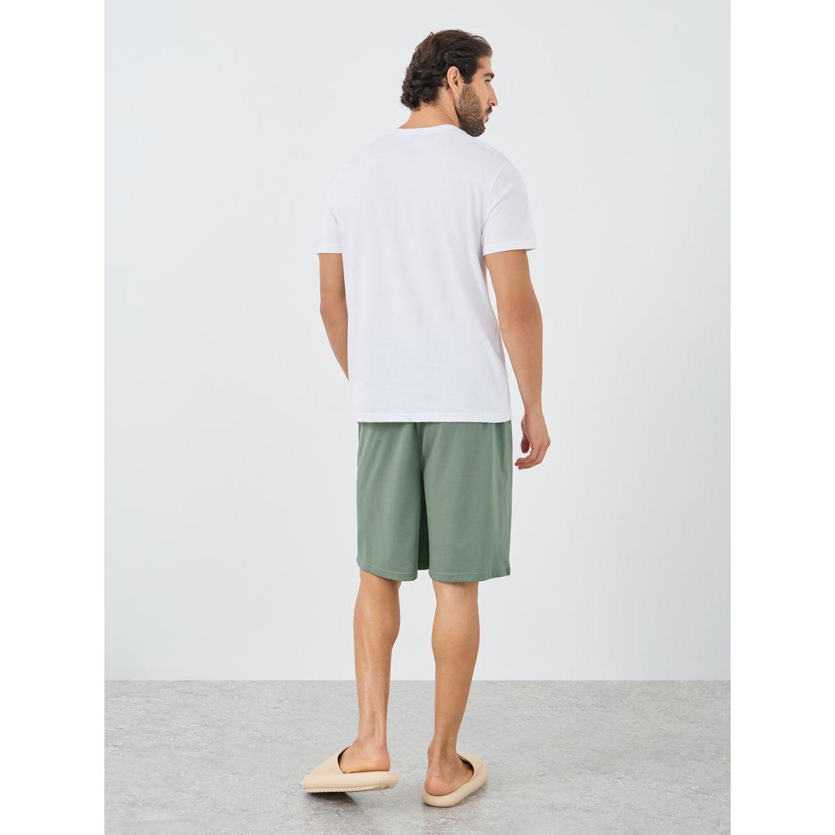 Styli Slogan Print T-Shirt and Shorts Pyjama Set-men-clothing-nightwear-sets-image-4