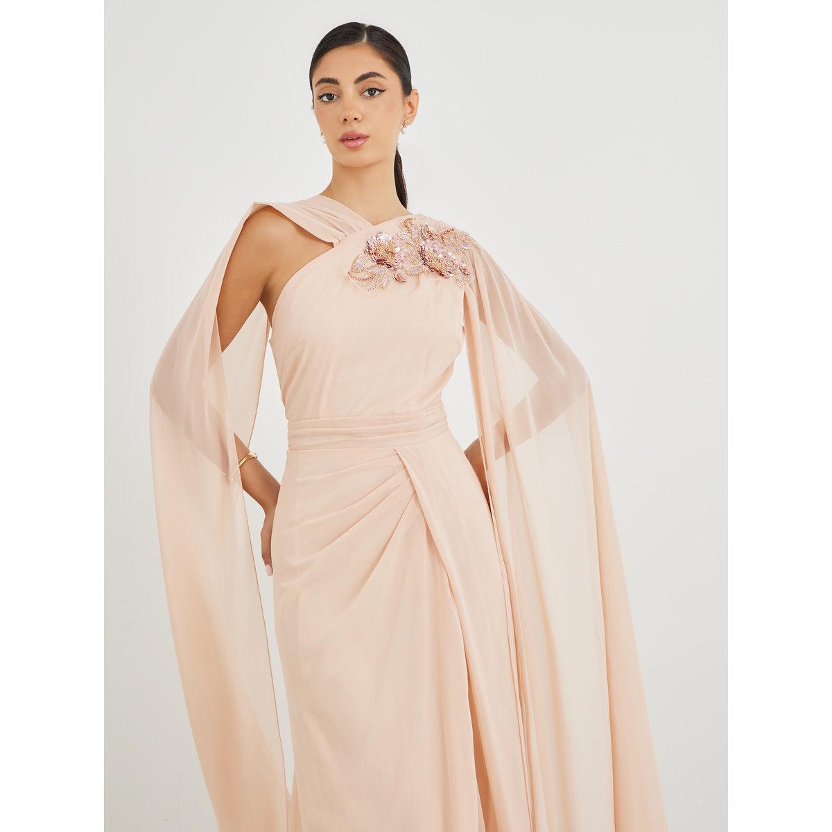فستان طويل بتفاصيل مُنمقة مع ياقة هولتر-women-clothing-dresses-image-3