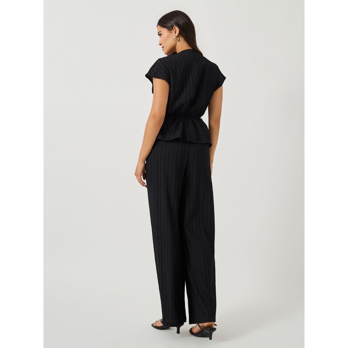 طقم منسق من بنطال وبلوزة بنمط لف وأربطة-women-clothing-coordsets-image-4