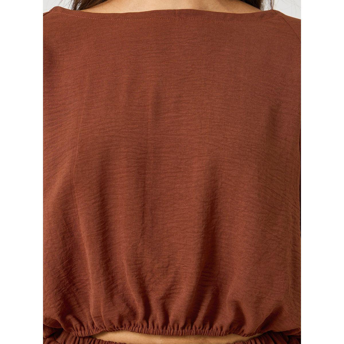 طقم منسق من تنورة طويلة مع بلوزة قصيرة سادة-women-clothing-coordsets-image-3