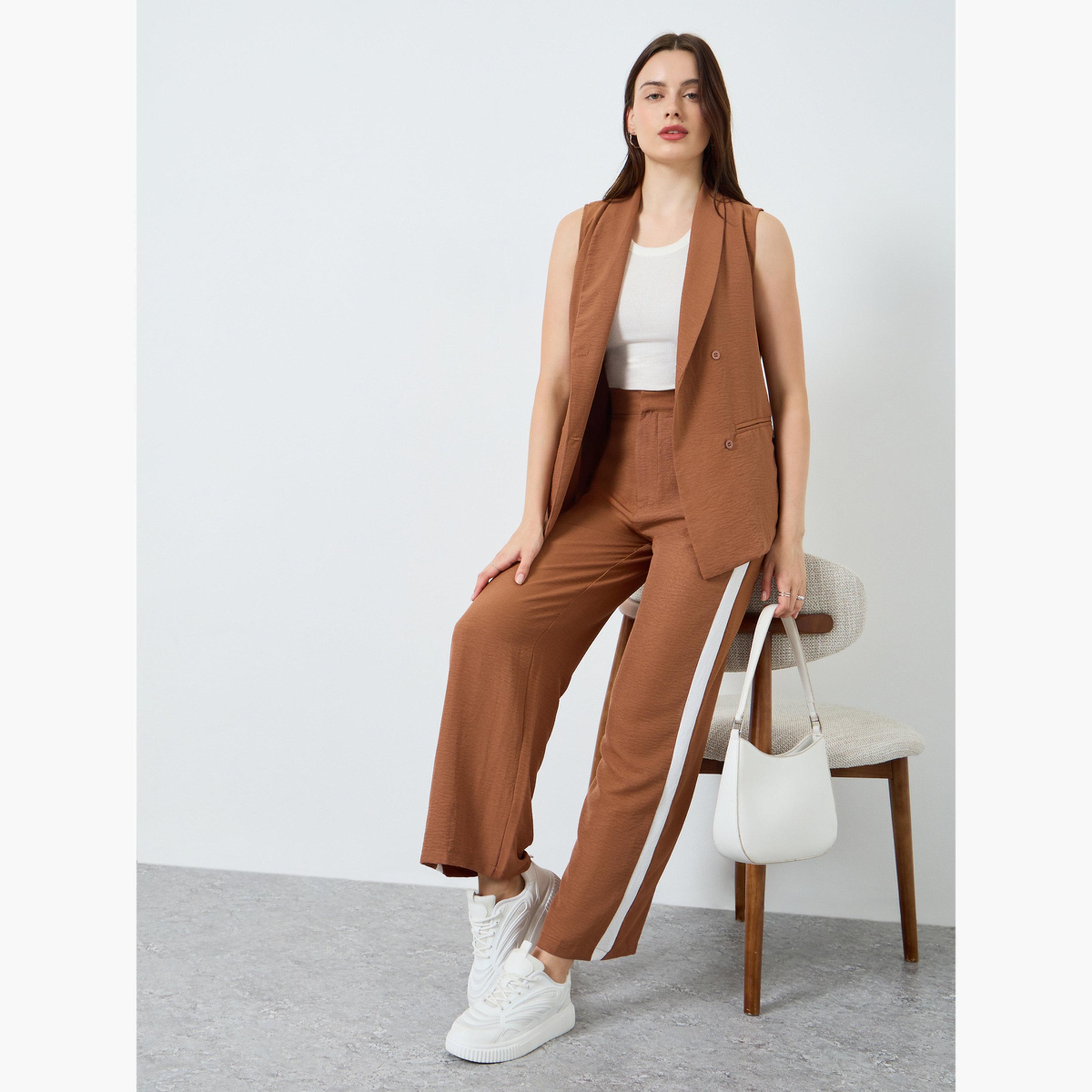 Styli Women Shawl Collar Blazer and Straight Leg Pants Co-Ords-women-clothing-coordsets-image-6