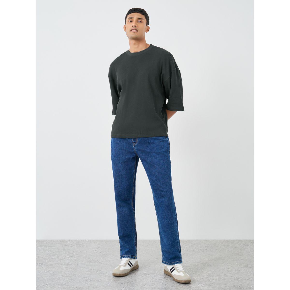 تيشيرت سادة بقصة بوكسي وياقة دائرية-men-clothing-tshirtsandpolos-tshirts-image-2