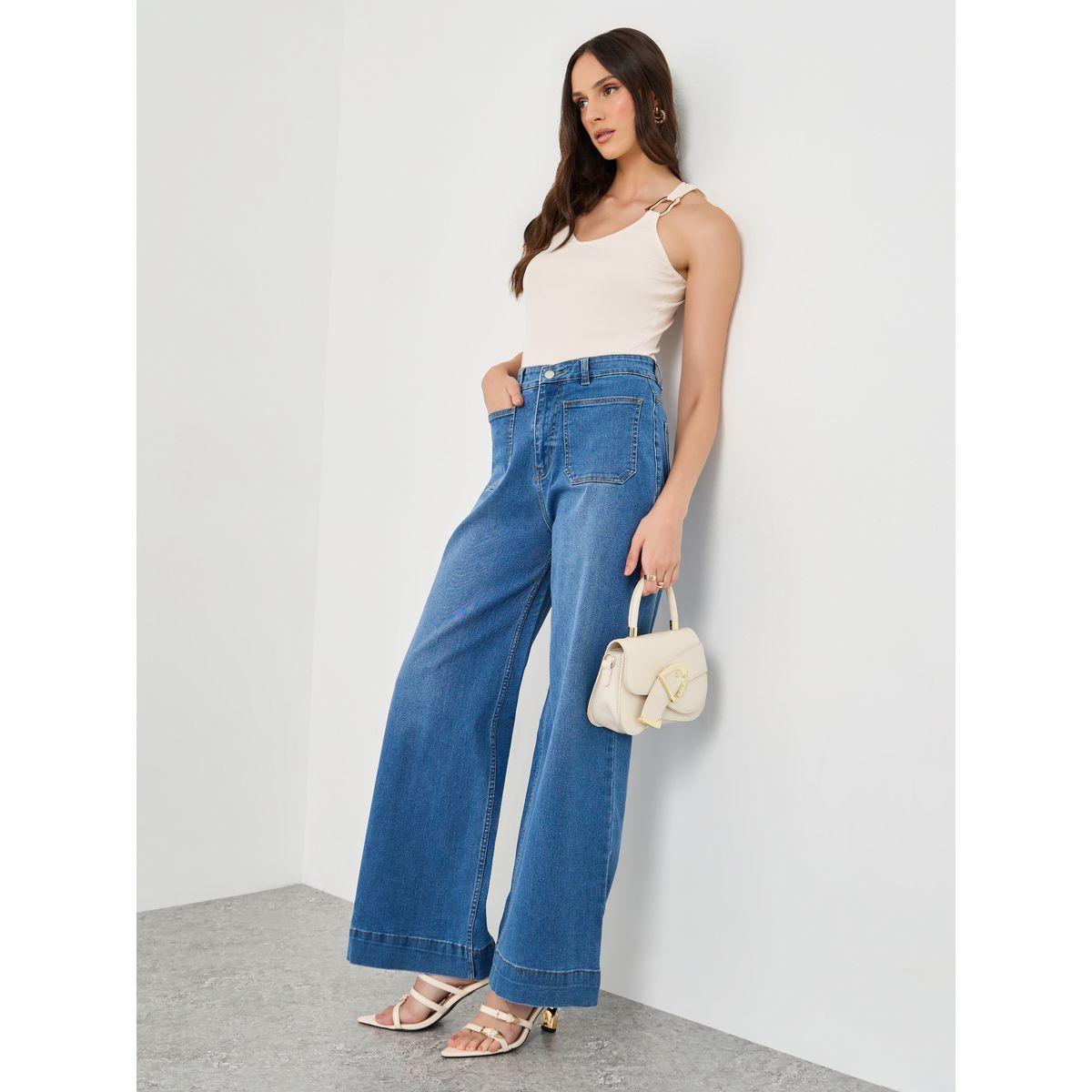 Styli Mid Rise Wide Leg Jeans with Patch Pocket-women-clothing-bottoms-jeans-image-1