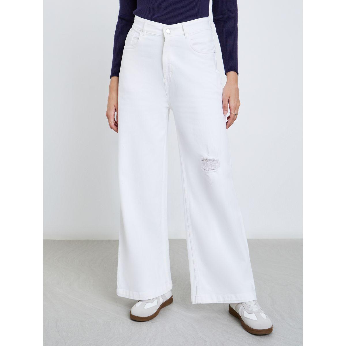 جينز بأرجل واسعة وخصر عالي مع تفاصيل مُمزقة-women-clothing-bottoms-jeans-image-3