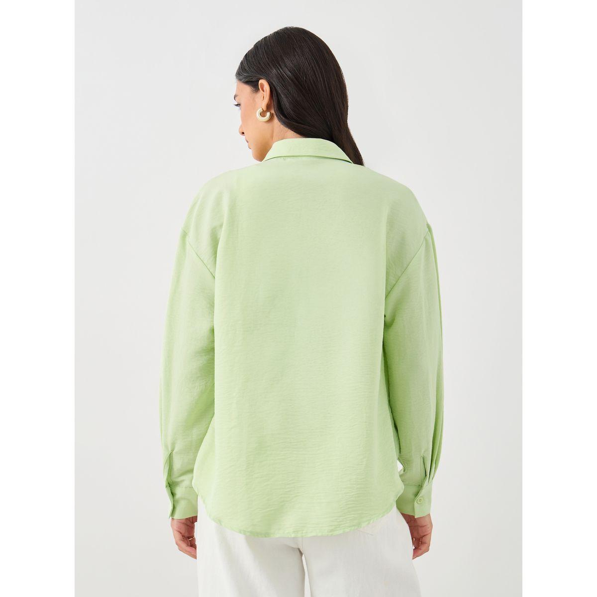 Styli Solid Spread Collar Regular Fit Shirt-women-clothing-shirtsandblouses-shirts-image-5