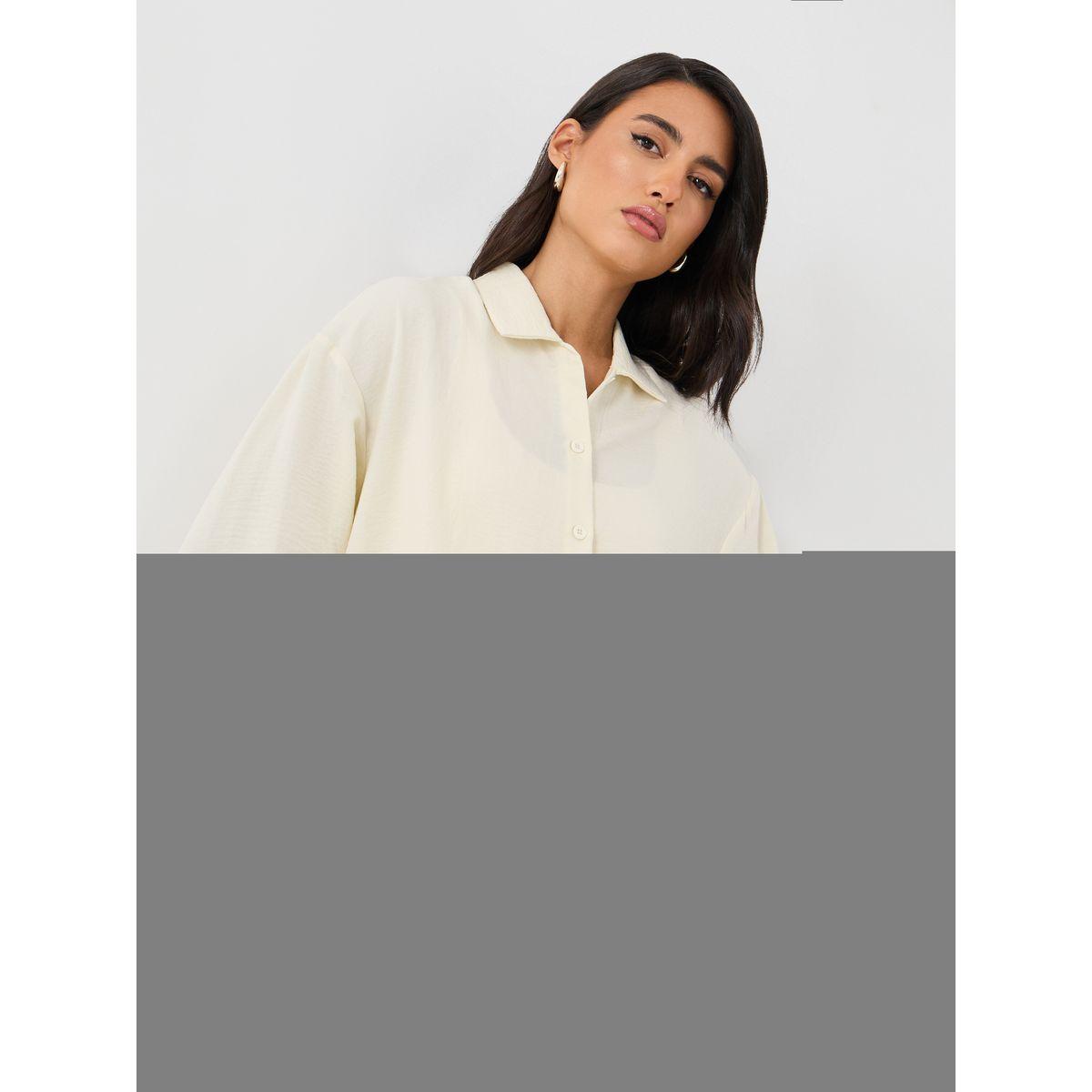 Styli Solid Spread Collar Regular Fit Shirt-women-clothing-shirtsandblouses-shirts-image-1