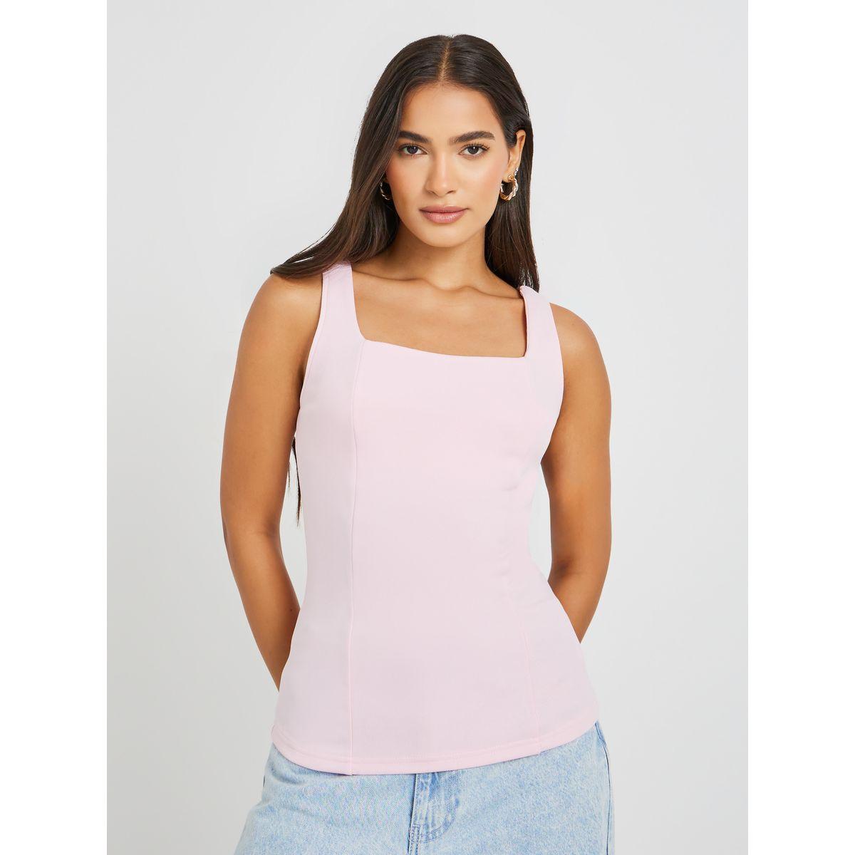 بلوزة سادة بحمالات وياقة مربعة-women-clothing-shirtsandblouses-blouses-image-4