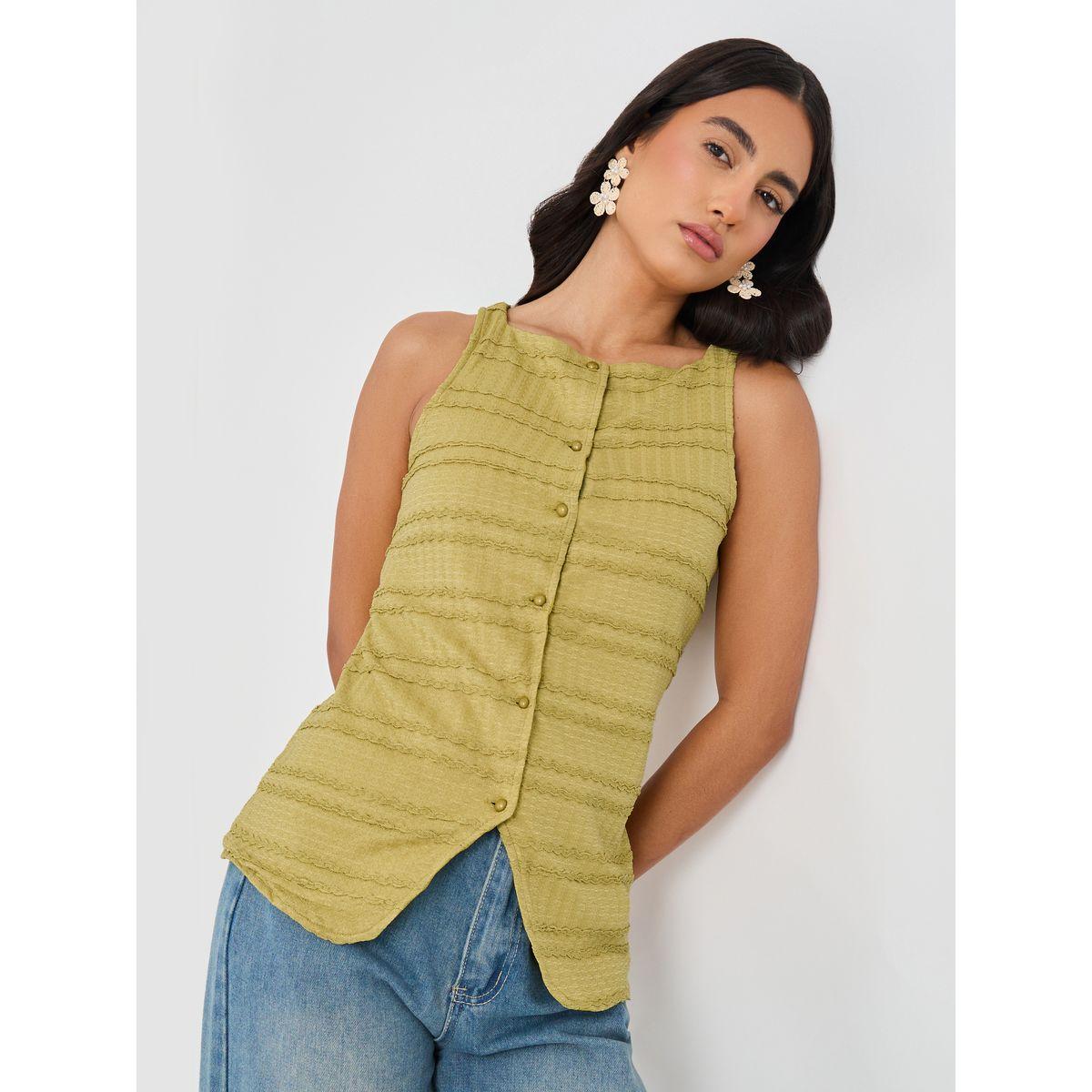 Styli Textured Buttoned Square Neck Waistcoat-women-clothing-coatsandjackets-waistcoats-image-1