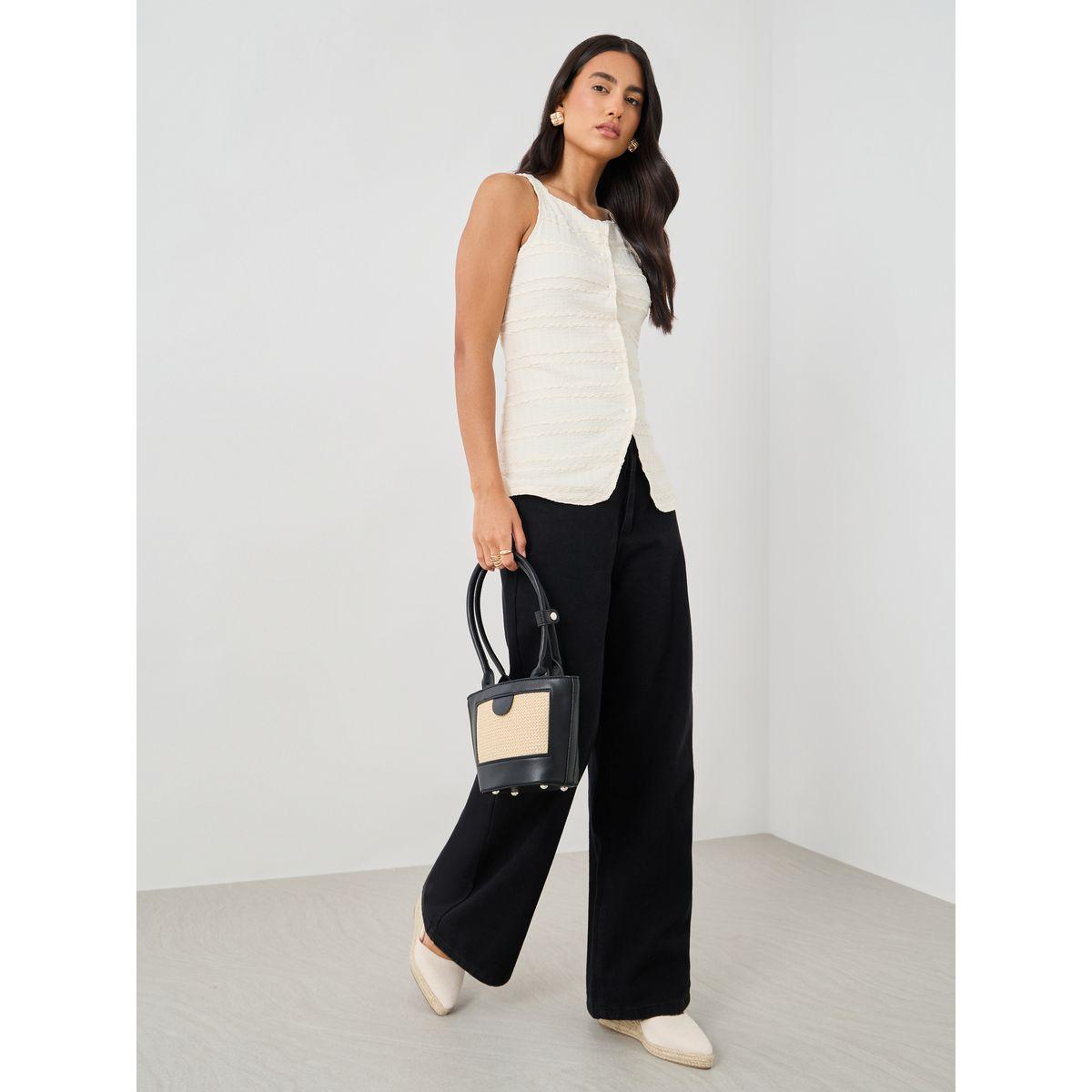 Styli Textured Square Neck Button Front Waistcoat-women-clothing-coatsandjackets-waistcoats-image-2