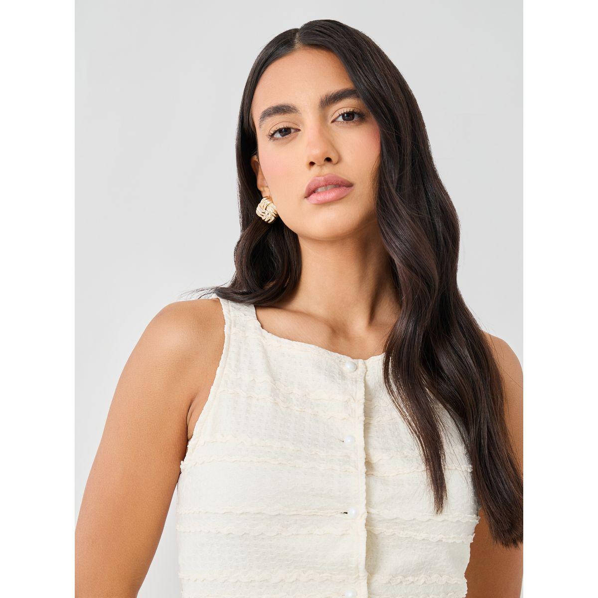 Styli Textured Square Neck Button Front Waistcoat-women-clothing-coatsandjackets-waistcoats-image-3
