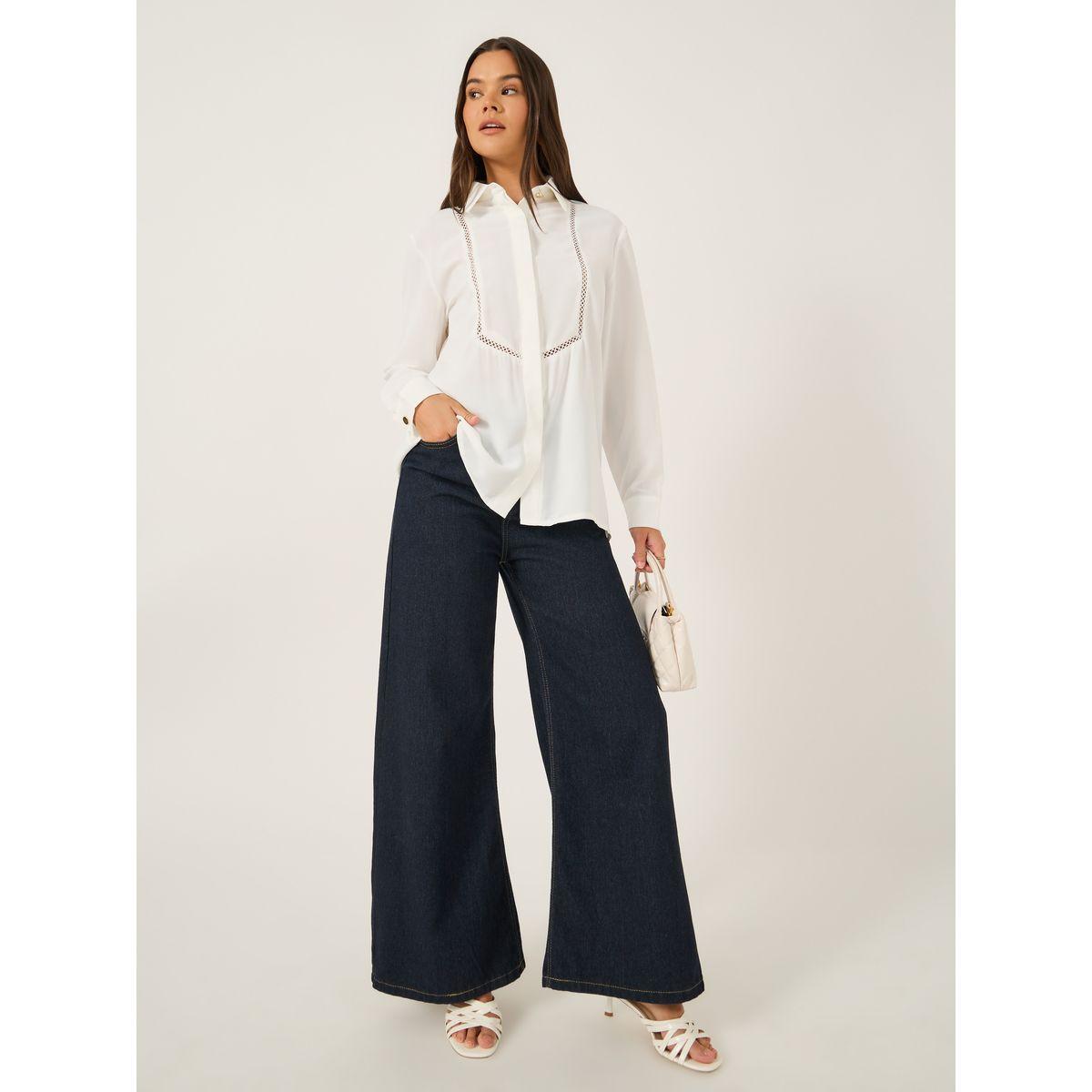 بلوزة فضفاضة بياقة سبريد وتفاصيل دانتيل-women-clothing-shirtsandblouses-shirts-image-2