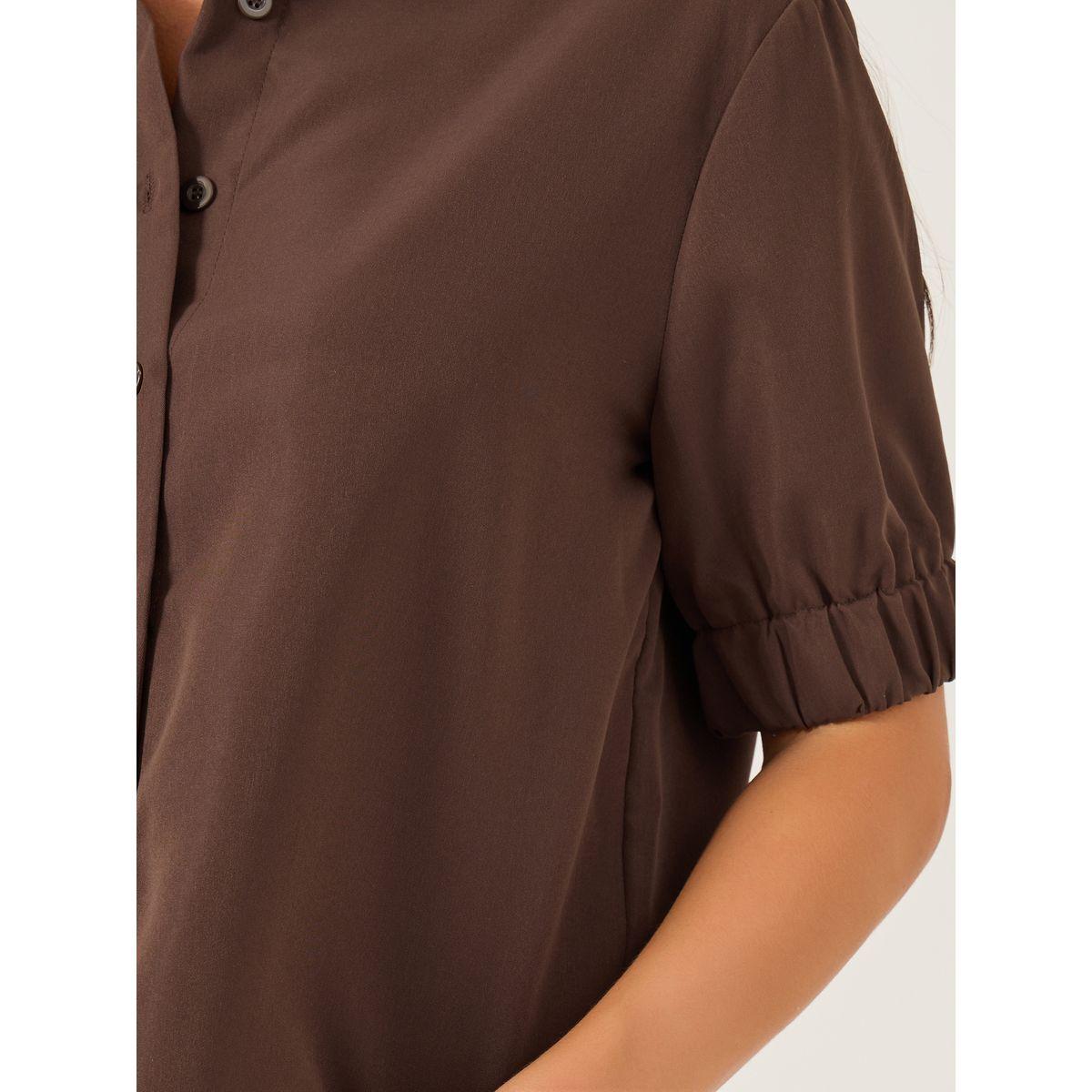 Styli Solid Puff Sleeve Boxy Fit Spread Collar Shirt-women-clothing-shirtsandblouses-shirts-image-3