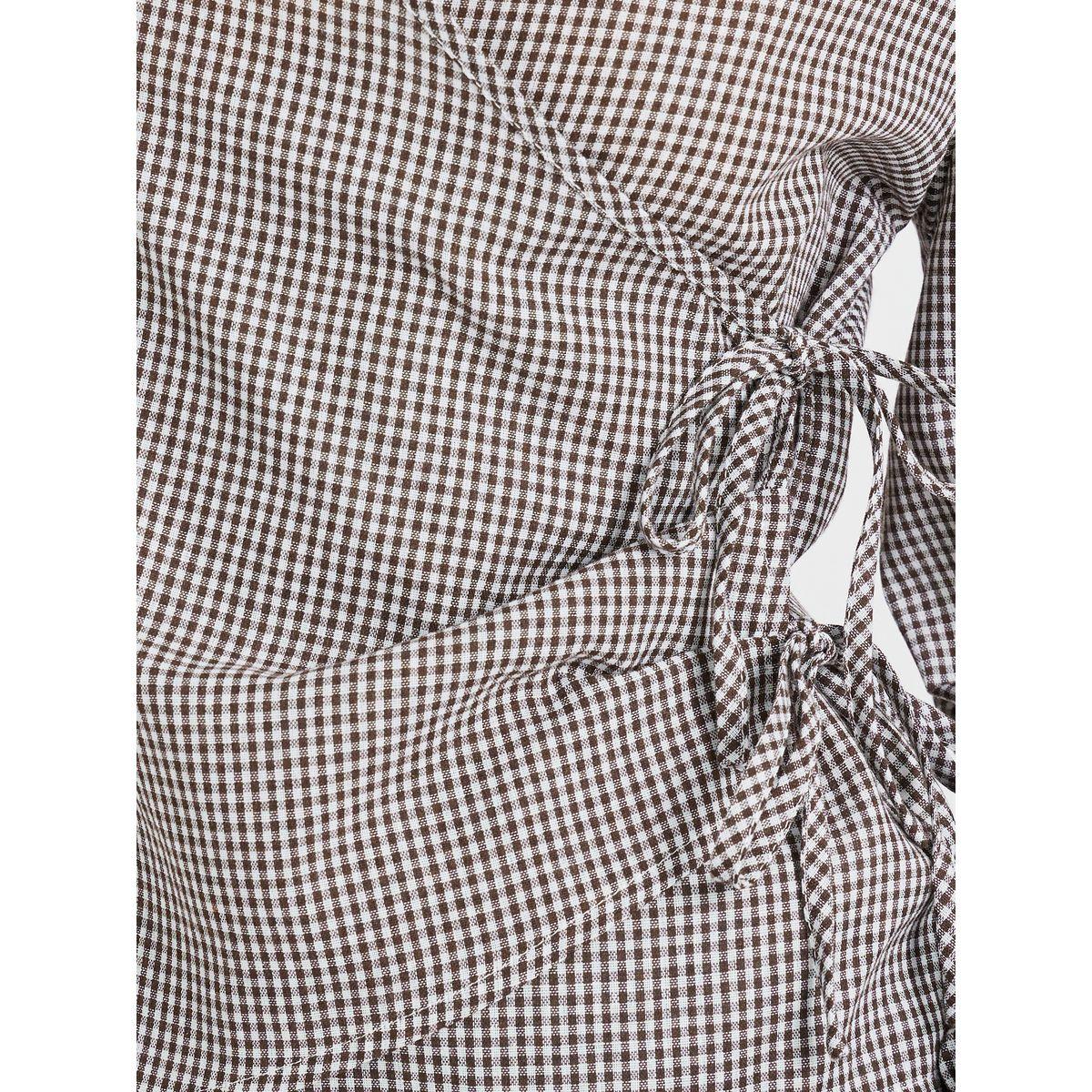 Styli Gingham Print Wrap Top with Tie-Up Detail-women-clothing-shirtsandblouses-blouses-image-3